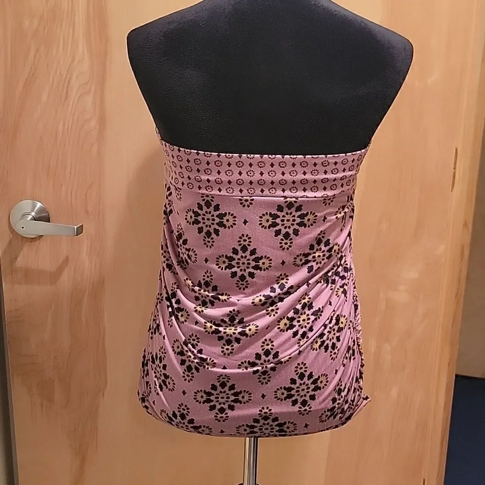 Free people strapless print ruched top sz L